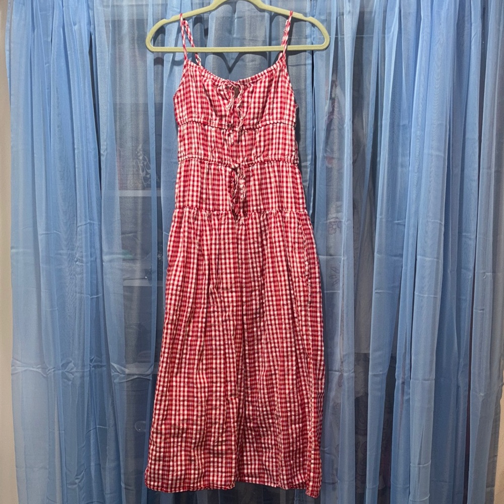 Red GINGHAM Sleeveless Dress